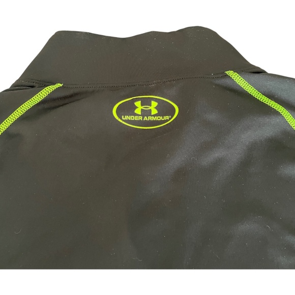 Under Armour Men’s XXL ColdGear ¼ Zip Pullover Black Neon Green Athletic Top EUC - Picture 7 of 14